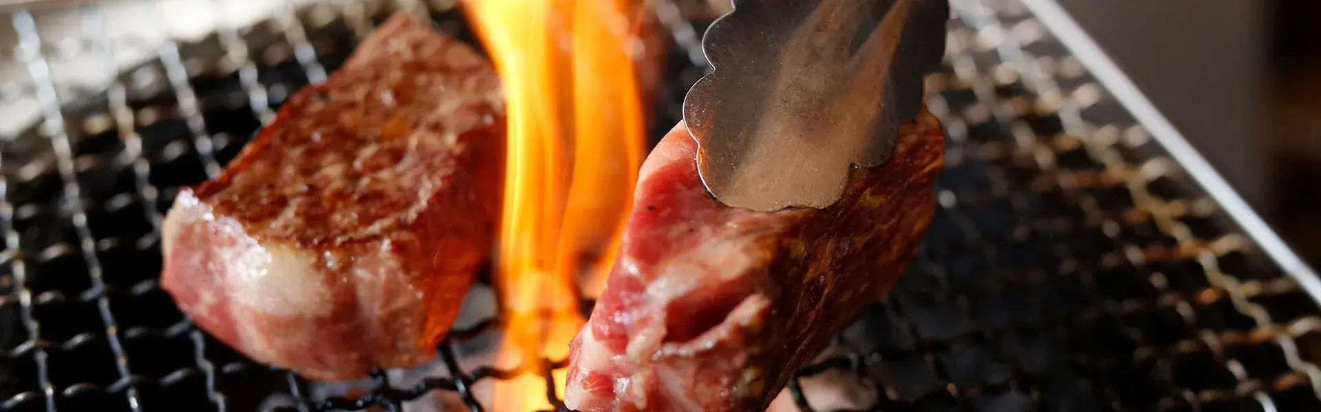 Wagyu beef over open charcoal flame at Tanigawa Onsen dinner